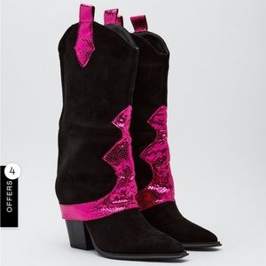 Stylish western boots with pink flair!